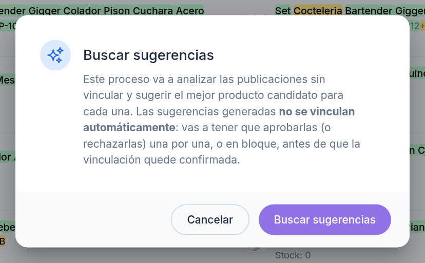 Mensaje de confirmación de Buscar sugerencias