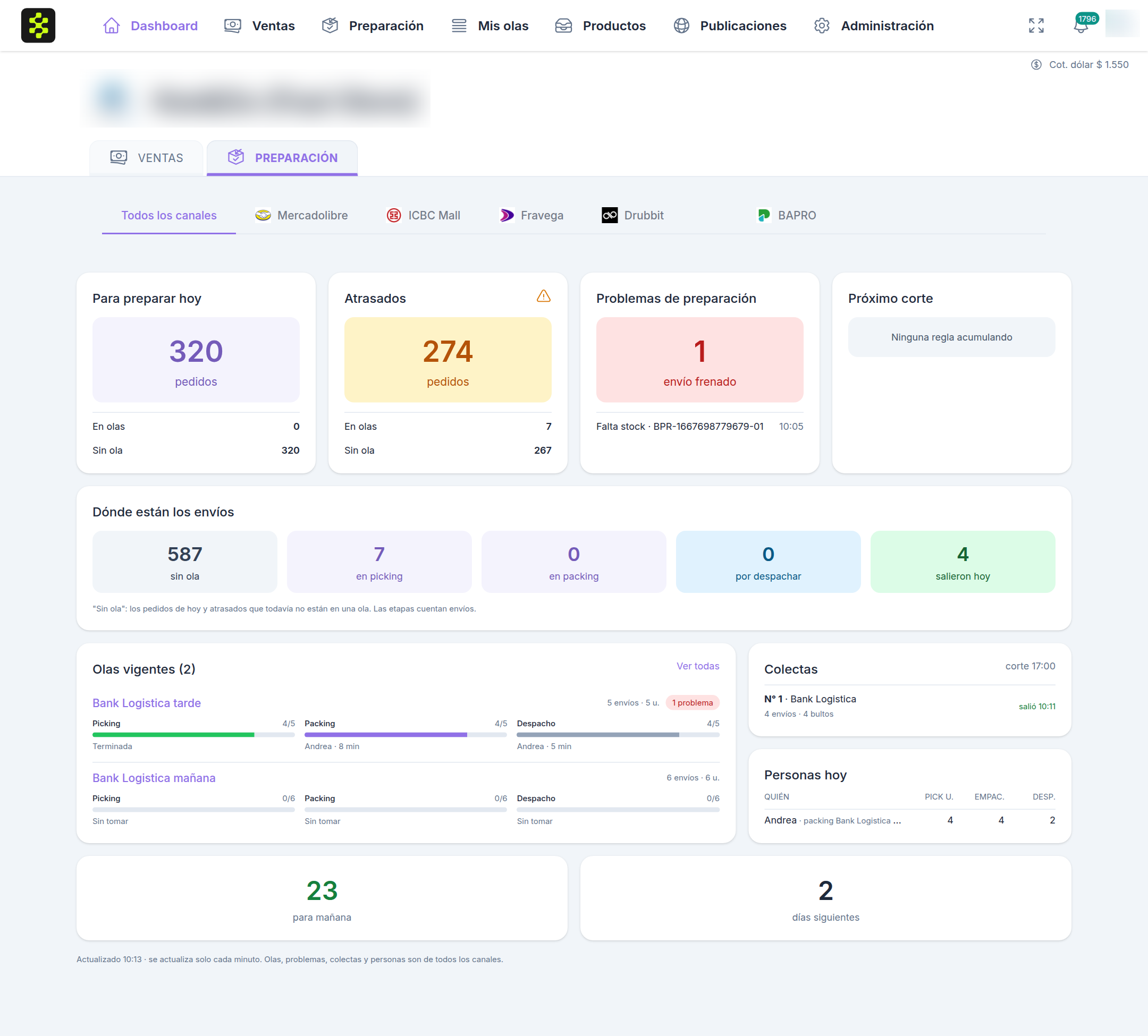 Dashboard de Preparación para la supervisión de olas